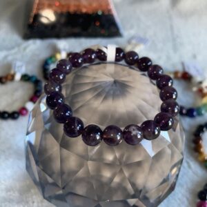 This Amethyst bracelet will assist the body by relieving stress, strain, anger, fear, anxiety, sadness, and grief. Balancing mood swings and emotions. Activating spiritual awareness, intuition, and psychic abilities.