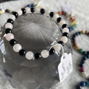 Rose Quartz & Black Agate 6mm Energy Bracelet