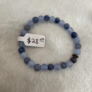 This Aquamarine and Blue Aventurine bracelet has the healing potential to assist the body in repairing itself. It may assist in stress relief and hormone balance.