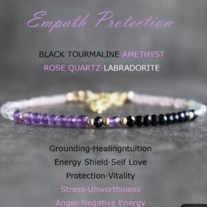 This Empath Protection energy bracelet is stunning and delicate as it allows for grounding, healing intuition, Energy Shield, Self Love, Protection, and Vitality.