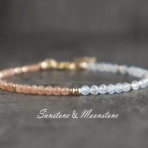 This delicately Designed Sunstone and Moonstone Energy Bracelet will assist the Sacral Chakra energy center of the body in its healing process.