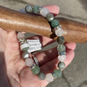 This stunning energy bracelet encourages love on all levels and can help to ease tension headaches and relieve pain associated with migraines. It may also promote self-love, self-esteem, and self-confidence.