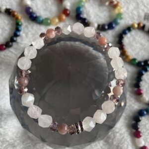 This gorgeous rose quartz bracelet has healing properties that will assist the body to heal itself as it was designed to do, physically, mentally, emotionally, and spiritually.