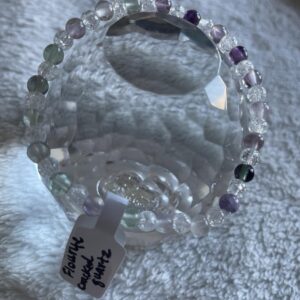Fluorite & Crackled Clear Quartz 4mm Energy Bracelet