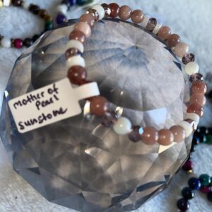 Sunstone & Mother of Pearl 6mm AB Crystal Energy Bracelet