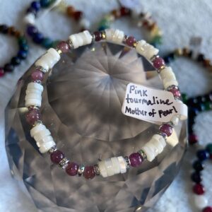 Pink Tourmaline & Mother of Pearl Accented Energy Bracelet