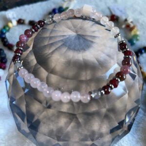 Rose Quartz & Ruby & Garnet & Labradorite & Pink Tourmaline Silver Accented 4mm Energy Bracelet