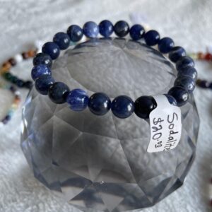 This Blue Sodalite Bracelet will assist the body to heal the BROW or Third Eye energy center, also known as the BROW Chakra.