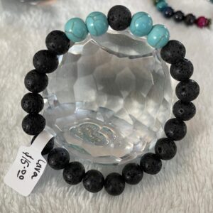 Turquoise and Lava Stone 8mm Energy Bracelet