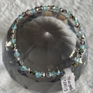 This blue iridescent apatite bracelet will assist healing the throat chakra energy center of the body.