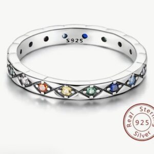 Sterling Silver ALL CHAKRA Size 9 Energy Ring