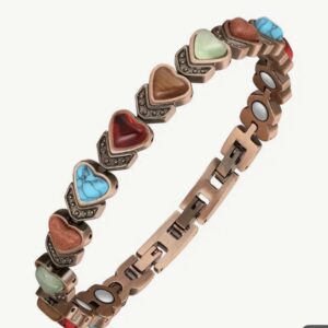 This stunning magnetic copper bracelet with BEAUTIFUL HEARTS will assist your body to heal in multiple ways.
