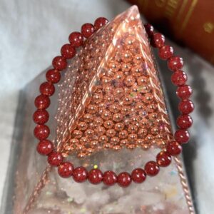 This RED Cinnabar Bracelet is beneficial for blood circulation & purification, infections, and weight control. RED for root chakra balancing.