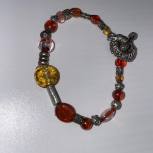 VINTAGE RED & ORANGE & YELLOW Stone Bracelet