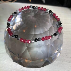 Faceted RED Ruby & Black 4mm Energy Bracelet