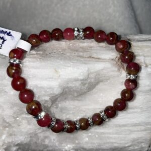 This RED Cloisonne with Bling 6mm Energy Bracelet will assist root chakra balancing.