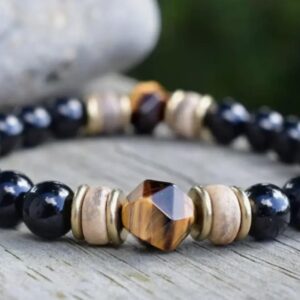 This PROTECTION Black Tourmaline & Tiger's Eye Bracelet will assist you in your energy protection needs.