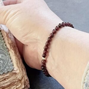 The energies within this red garnet bracelet are noted to enhance sexual energy, flush out toxins, improve circulation, foster self-confidence, and nurture relationships along with promoting a positive outlook.