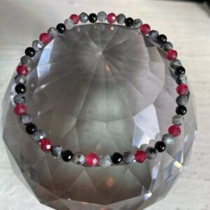 Faceted Labradorite & RED Ruby 4mm Energy Bracelet