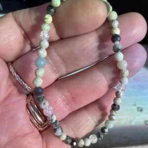 This delicate but powerful gemstone bracelet in greens will assist your body to heal in multiple ways; physically, mentally, emotionally, and spiritually.