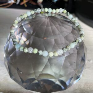 This delicate but powerful gemstone bracelet in greens will assist your body to heal in multiple ways; physically, mentally, emotionally, and spiritually.