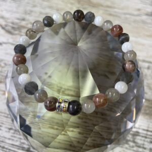 Faceted & Sphere Labradorite & Mixed Sunstone & Mother of Pearl Sphere 6mm Energy Bracelet