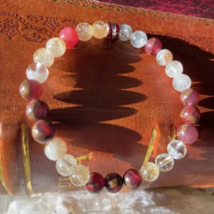 This Citrine & Cloisonne 6mm Energy Bracelet will assist your body to heal all that is within the Root and Solar Plexus Chakra energy centers.