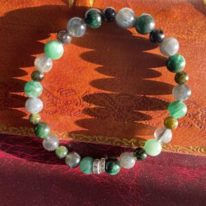 This GREEN ~ Emerald & Labradorite & Tourmaline 6mm Energy Bracelet will assist the Heart Chakra organs in your body to heal as they were designed to.