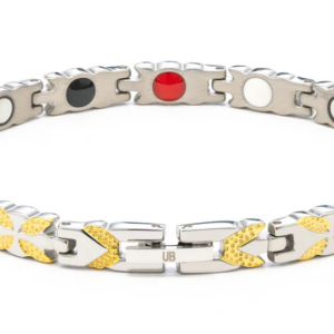 Silver and Gold Regular Strength Negative Ion Magnetic Therapy Energy Healing CROSS Butterfly bracelet